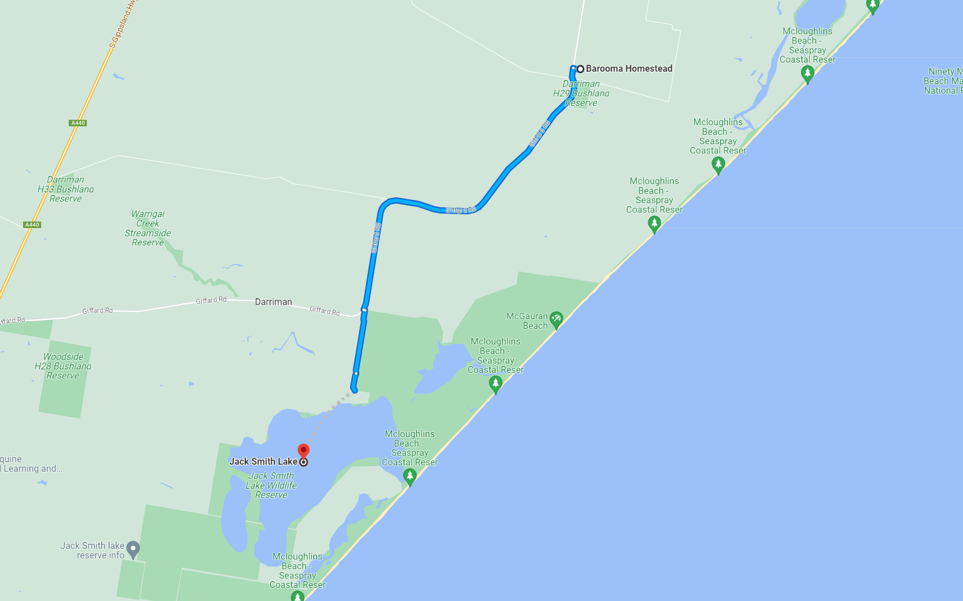 Map - Barooma Homestead to Jake Smith Lake State Game Reserve